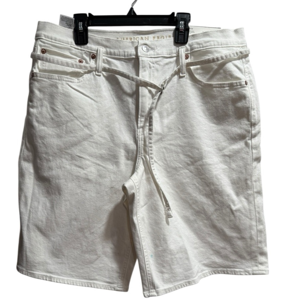 American Eagle Dreamy Drape Baggy Bermuda Shorts, White, size 12
